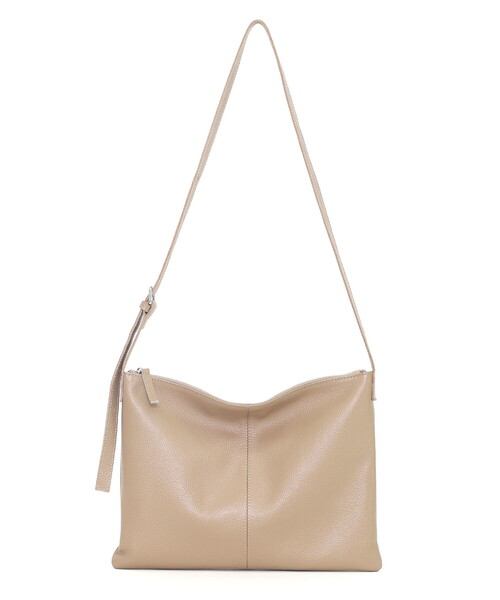 COOCO(クーコ)の「【牛革】シュリンクレザーシンプルフラットショルダーバッグ/A4対応(ショルダーバッグ・レディース・ブラック/グレー系/オフホワイト/シルバー・FREE)」の7枚目の写真