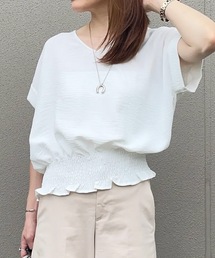 aquagarage | ウエストシャーリング深Vネックブラウス(シャツ/ブラウス)