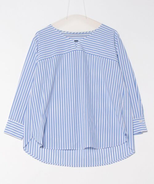 STRAWBERRY-FIELDS（ストロベリーフィールズ）の「セレモニー・オフィスシーンにおすすめなアイテム 2WAYリボンブラウス（シャツ/ブラウス・レディース・ストライプ/パープル系その他/オフホワイト・2）」の9枚目の写真