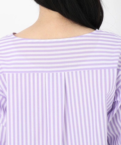 STRAWBERRY-FIELDS（ストロベリーフィールズ）の「セレモニー・オフィスシーンにおすすめなアイテム 2WAYリボンブラウス（シャツ/ブラウス・レディース・ストライプ/パープル系その他/オフホワイト・2）」の16枚目の写真