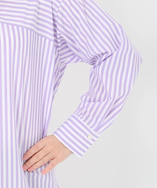 STRAWBERRY-FIELDS（ストロベリーフィールズ）の「セレモニー・オフィスシーンにおすすめなアイテム 2WAYリボンブラウス（シャツ/ブラウス・レディース・ストライプ/パープル系その他/オフホワイト・2）」の17枚目の写真
