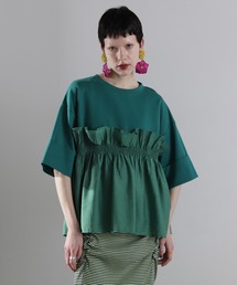 みゆっちママ　美品　ROSE BUD ドッキングフリルカットソー　半袖 ブラックROSE BUD別注カラー】INDIA IS BEUATIFUL/FRILL