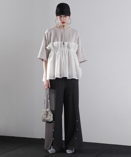 みゆっちママ　美品　ROSE BUD ドッキングフリルカットソー　半袖 ROSE BUD｜ドッキングフリルカットソー | Rakuten Fashion(楽天