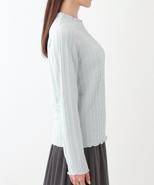 DRESKIP(ドレスキップ)の「◆【S-LL】一枚でもインナーでも ふくれジャカード プチハイネックトップス(Tシャツ/カットソー・レディース・オフホワイト/ブラック/ライトブルー・01/02/03/04)」の17枚目の写真