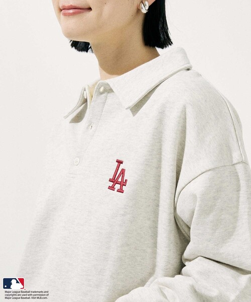 FREAK'S STORE(フリークスストア)の「MLB ワンポイント ポロスウェット(スウェット・レディース・ネイビー/ワインレッド/ナチュラル/ライトグレー・フリ-)」の6枚目の写真