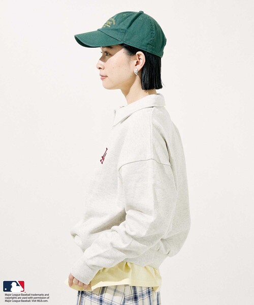 FREAK'S STORE(フリークスストア)の「MLB ワンポイント ポロスウェット(スウェット・レディース・ネイビー/ワインレッド/ナチュラル/ライトグレー・フリ-)」の10枚目の写真