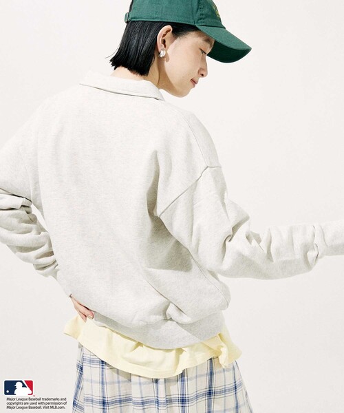 FREAK'S STORE(フリークスストア)の「MLB ワンポイント ポロスウェット(スウェット・レディース・ネイビー/ワインレッド/ナチュラル/ライトグレー・フリ-)」の11枚目の写真