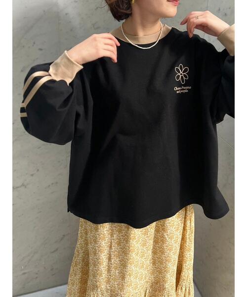 Samansa Mos2（サマンサ モスモス）の「ミニ裏毛ワンポイント刺繍ラインスウェット（Tシャツ/カットソー・レディース・グレー/ブラック/パープル/オフホワイト・F）」の6枚目の写真