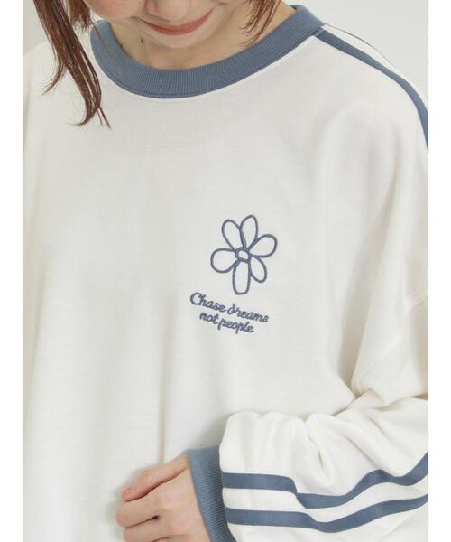 Samansa Mos2（サマンサ モスモス）の「ミニ裏毛ワンポイント刺繍ラインスウェット（Tシャツ/カットソー・レディース・グレー/ブラック/パープル/オフホワイト・F）」の18枚目の写真