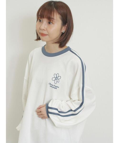 Samansa Mos2（サマンサ モスモス）の「ミニ裏毛ワンポイント刺繍ラインスウェット（Tシャツ/カットソー・レディース・グレー/ブラック/パープル/オフホワイト・F）」の19枚目の写真