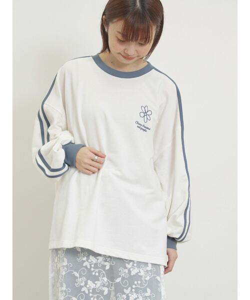 Samansa Mos2（サマンサ モスモス）の「ミニ裏毛ワンポイント刺繍ラインスウェット（Tシャツ/カットソー・レディース・グレー/ブラック/パープル/オフホワイト・F）」の21枚目の写真