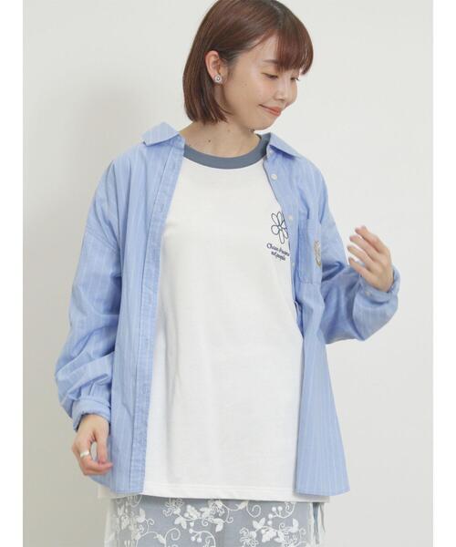 Samansa Mos2（サマンサ モスモス）の「ミニ裏毛ワンポイント刺繍ラインスウェット（Tシャツ/カットソー・レディース・グレー/ブラック/パープル/オフホワイト・F）」の22枚目の写真