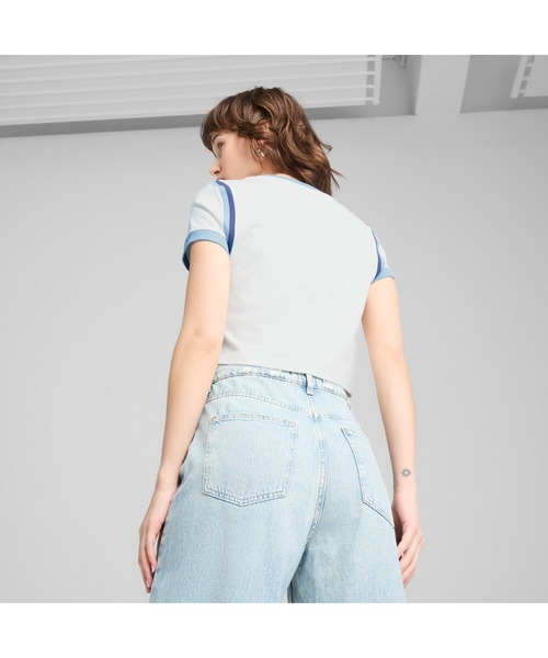 PUMA（プーマ）の「PUMA プーマ ウィメンズ フューチャー プーマ アーカイブ グラフィック ベビー 半袖 Tシャツ（Tシャツ/カットソー・レディース・ブラック/ブルー系その他/ホワイト/ホワイト系その他/グリーン系その他・MEDIUM/SMALL/LARGE/X-SMALL/X-LARGE）」の16枚目の写真