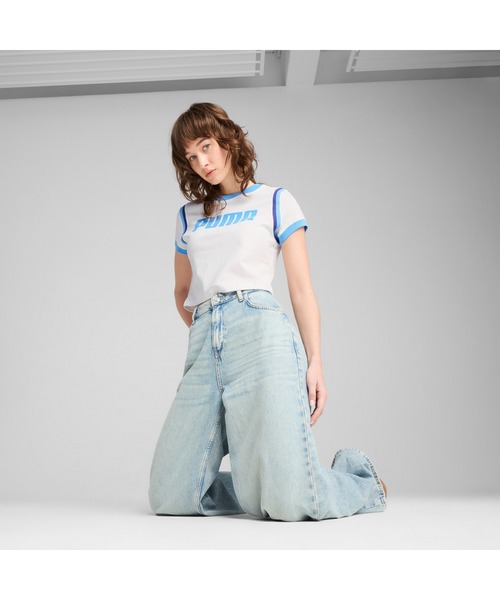 PUMA（プーマ）の「PUMA プーマ ウィメンズ フューチャー プーマ アーカイブ グラフィック ベビー 半袖 Tシャツ（Tシャツ/カットソー・レディース・ブラック/ブルー系その他/ホワイト/ホワイト系その他/グリーン系その他・MEDIUM/SMALL/LARGE/X-SMALL/X-LARGE）」の17枚目の写真