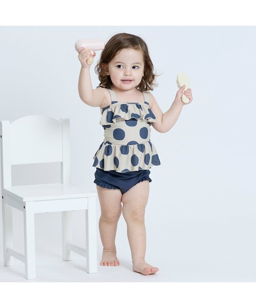 Ampersand(アンパサンド)の「【ジュニア対応】シンプルフリルセパレート水着_UVカット(水着・キッズ・ネイビー/パープル/イエロー・80/90/100/110/120/130/140)」の7枚目の写真