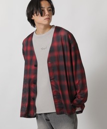 良好 パーリーゲイツ チェック柄コットンカーディガン 赤白黒 Ｖネック長袖人気 メンズのカーディガン/ボレロ（レッド/赤色系・チェック柄