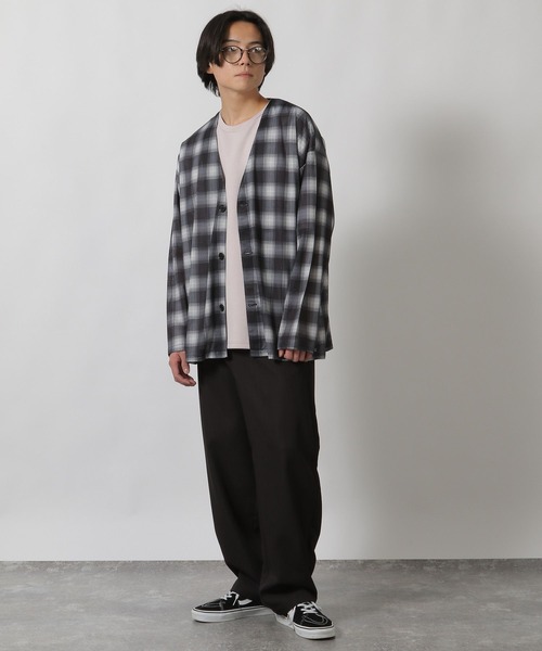 LAKOLE（ラコレ）の「オンブレチェックメッシュカーディガン / 319427（カーディガン/ボレロ・メンズ・ブラック/ブルー/マルーン・LARGE/MEDIUM）」の8枚目の写真