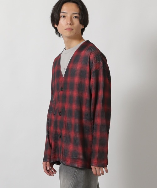 LAKOLE（ラコレ）の「オンブレチェックメッシュカーディガン / 319427（カーディガン/ボレロ・メンズ・ブラック/ブルー/マルーン・LARGE/MEDIUM）」の18枚目の写真