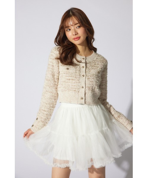 カーディガン 「岡崎紗絵さん着用アイテム」ツイードニットカーディガン 春服 レディース セール】【岡崎紗絵さん着用アイテム】ツイードニット