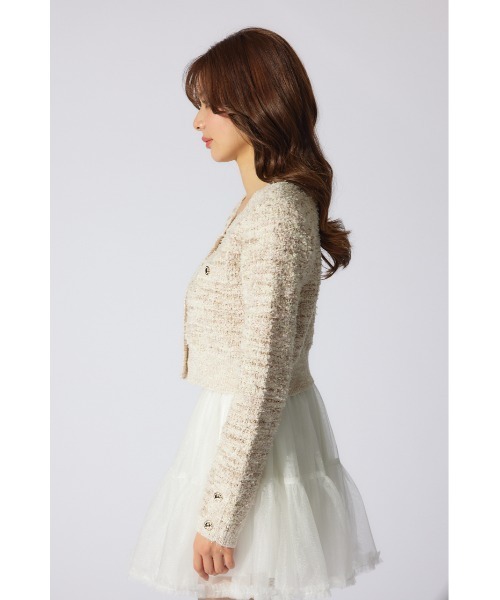 rienda（リエンダ）の「【岡崎紗絵さん着用アイテム】ツイードニットカーディガン 春服（カーディガン/ボレロ・レディース・レッド/ネイビー/ライトベージュ・FREE）」の22枚目の写真