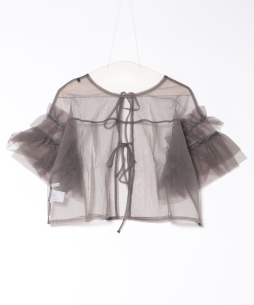 SOTT(ソット)の「Tulle frill tops チュールフリルトップス(Tシャツ/カットソー・レディース・ライトグレー/チャコールグレー・FREE)」の4枚目の写真