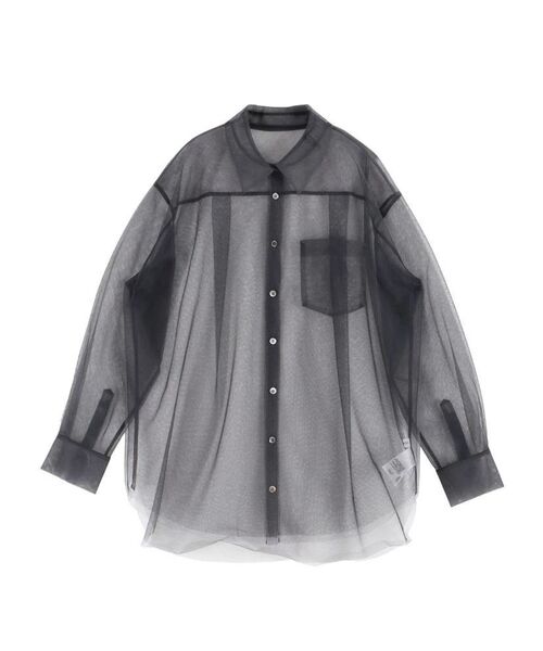 OUNNOUN(オウンノウン)の「【OUNNOUN】チュールレイヤードシャツ(シャツ/ブラウス・レディース・チャコールグレー/ミント/オレンジ/ブラウン・FREE)」の2枚目の写真