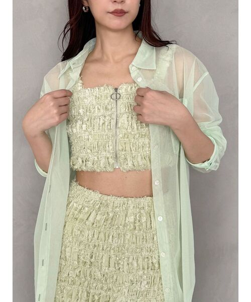 OUNNOUN(オウンノウン)の「【OUNNOUN】チュールレイヤードシャツ(シャツ/ブラウス・レディース・チャコールグレー/ミント/オレンジ/ブラウン・FREE)」の11枚目の写真