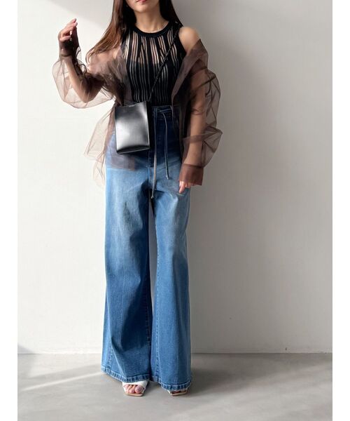 OUNNOUN(オウンノウン)の「【OUNNOUN】チュールレイヤードシャツ(シャツ/ブラウス・レディース・チャコールグレー/ミント/オレンジ/ブラウン・FREE)」の16枚目の写真