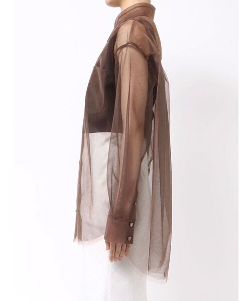 OUNNOUN(オウンノウン)の「【OUNNOUN】チュールレイヤードシャツ(シャツ/ブラウス・レディース・チャコールグレー/ミント/オレンジ/ブラウン・FREE)」の18枚目の写真