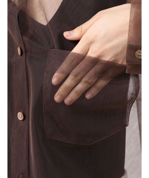 OUNNOUN(オウンノウン)の「【OUNNOUN】チュールレイヤードシャツ(シャツ/ブラウス・レディース・チャコールグレー/ミント/オレンジ/ブラウン・FREE)」の22枚目の写真