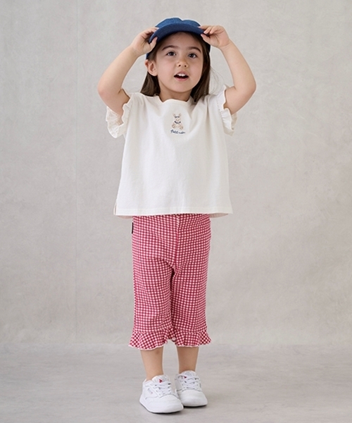 petit main（プティマイン）の「【タフニー】7分丈フリルパンツ（その他パンツ・キッズ・レッド/チャコール/ライトベージュ/サックスブルー/アイボリー・120cm/90cm/100cm/130cm/80ｃｍ/110cm）」の5枚目の写真