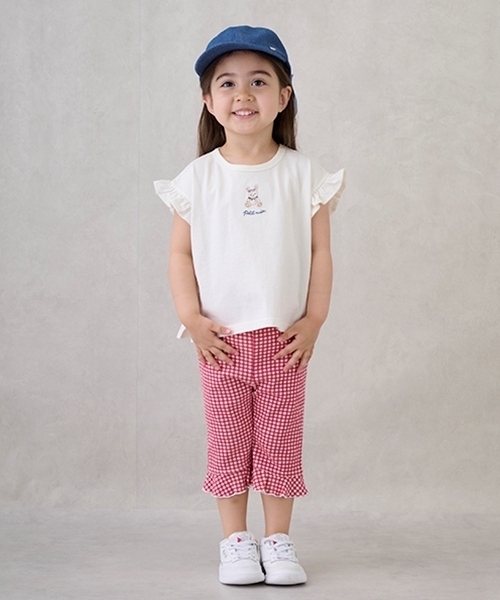 petit main（プティマイン）の「【タフニー】7分丈フリルパンツ（その他パンツ・キッズ・レッド/チャコール/ライトベージュ/サックスブルー/アイボリー・120cm/90cm/100cm/130cm/80ｃｍ/110cm）」の6枚目の写真