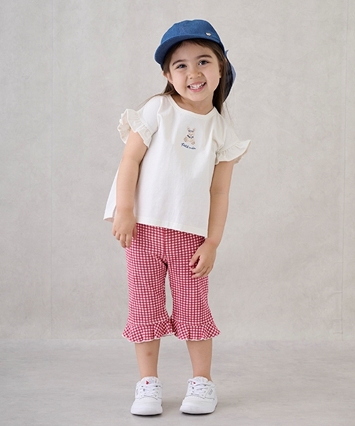 petit main（プティマイン）の「【タフニー】7分丈フリルパンツ（その他パンツ・キッズ・レッド/チャコール/ライトベージュ/サックスブルー/アイボリー・120cm/90cm/100cm/130cm/80ｃｍ/110cm）」の7枚目の写真
