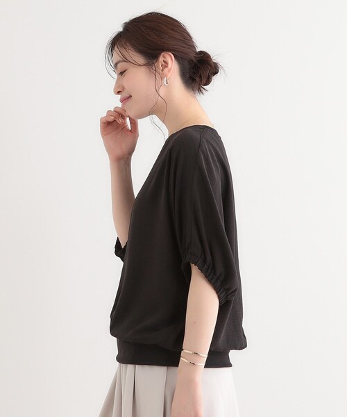 DRESKIP（ドレスキップ）の「【高レビュー/UV/ひんやり/洗濯後しわになりにくい/5分袖】さらさら ドルマントップス（シャツ/ブラウス・レディース・イエロー/グリーン系/ブラック/ブラウン系その他/ライトベージュ/オフホワイト・00）」の12枚目の写真