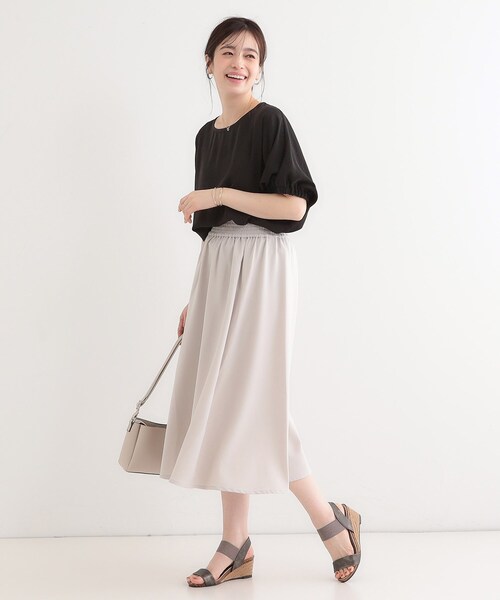 DRESKIP（ドレスキップ）の「【高レビュー/UV/ひんやり/洗濯後しわになりにくい/5分袖】さらさら ドルマントップス（シャツ/ブラウス・レディース・イエロー/グリーン系/ブラック/ブラウン系その他/ライトベージュ/オフホワイト・00）」の13枚目の写真