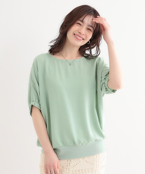 DRESKIP（ドレスキップ）の「【高レビュー/UV/ひんやり/洗濯後しわになりにくい/5分袖】さらさら ドルマントップス（シャツ/ブラウス・レディース・イエロー/グリーン系/ブラック/ブラウン系その他/ライトベージュ/オフホワイト・00）」の15枚目の写真