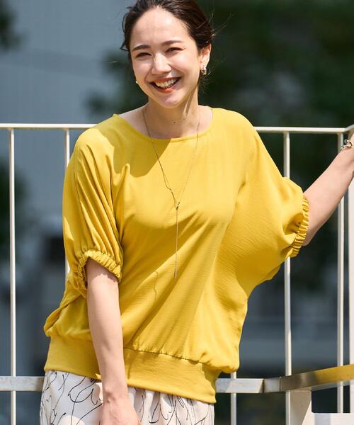 DRESKIP（ドレスキップ）の「【高レビュー/UV/ひんやり/洗濯後しわになりにくい/5分袖】さらさら ドルマントップス（シャツ/ブラウス・レディース・イエロー/グリーン系/ブラック/ブラウン系その他/ライトベージュ/オフホワイト・00）」の6枚目の写真