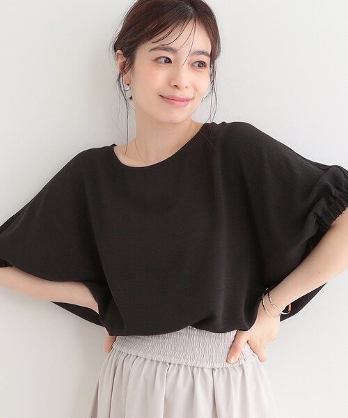 DRESKIP（ドレスキップ）の「【高レビュー/UV/ひんやり/洗濯後しわになりにくい/5分袖】さらさら ドルマントップス（シャツ/ブラウス・レディース・イエロー/グリーン系/ブラック/ブラウン系その他/ライトベージュ/オフホワイト・00）」の9枚目の写真