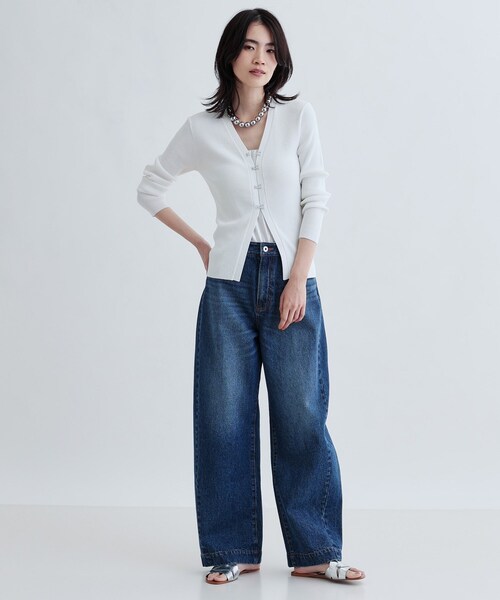 GALLEST（ギャレスト）の「ナローリブカーディガン（カーディガン/ボレロ・レディース・ホワイト/ブラック/グレー系4・38）」の4枚目の写真