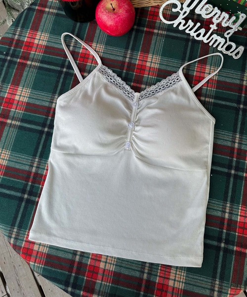 aimoha(アイモハ)の「ギャザー デザインキャミソール(キャミソール・レディース・ホワイト/ブラック/ダークグレー/オフホワイト・FREE)」の2枚目の写真