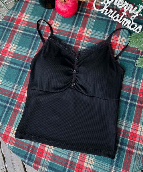 aimoha(アイモハ)の「ギャザー デザインキャミソール(キャミソール・レディース・ホワイト/ブラック/ダークグレー/オフホワイト・FREE)」の1枚目の写真