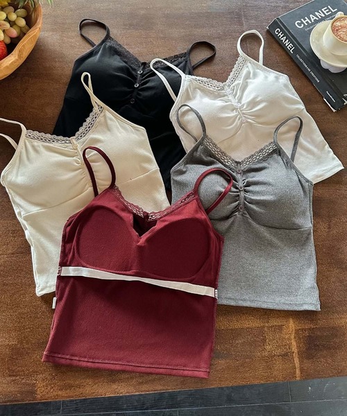 aimoha(アイモハ)の「ギャザー デザインキャミソール(キャミソール・レディース・ホワイト/ブラック/ダークグレー/オフホワイト・FREE)」の20枚目の写真