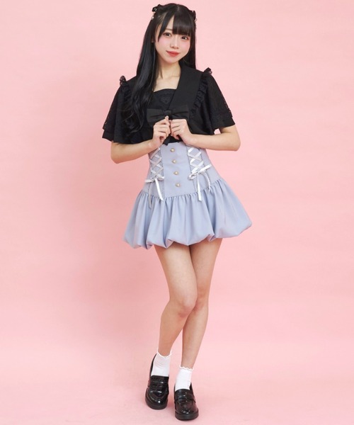 Secret Honey(シークレットハニー)の「レースアップバルーンスカパン(スカート・レディース・ブラック/グレー・MEDIUM)」の3枚目の写真