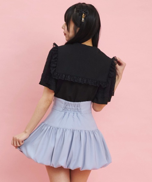 Secret Honey(シークレットハニー)の「レースアップバルーンスカパン(スカート・レディース・ブラック/グレー・MEDIUM)」の4枚目の写真