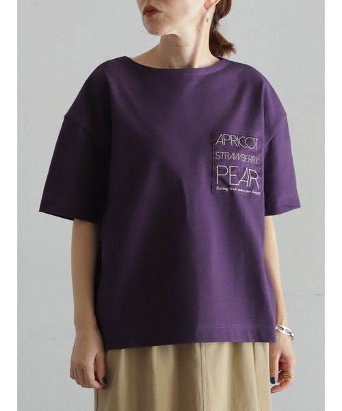 FIL DE FER（フィルデフェール）の「fruits PT ボートネックTEE（Tシャツ/カットソー・レディース・パープル/ライトグレー・FREE）」の2枚目の写真