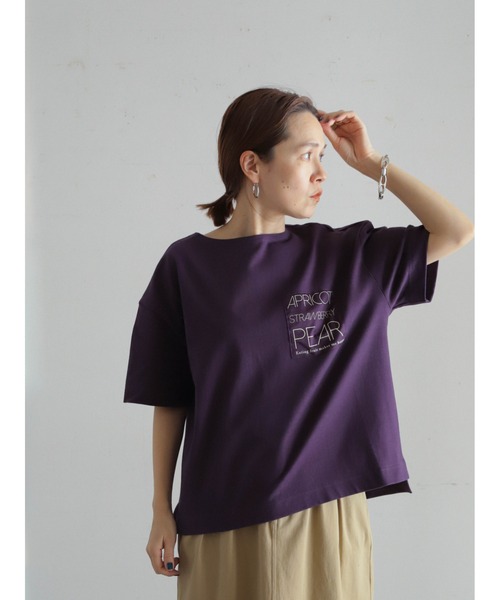 FIL DE FER（フィルデフェール）の「fruits PT ボートネックTEE（Tシャツ/カットソー・レディース・パープル/ライトグレー・FREE）」の12枚目の写真