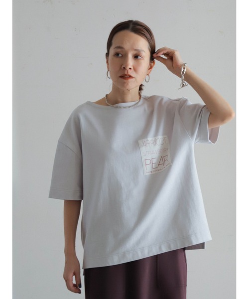 FIL DE FER（フィルデフェール）の「fruits PT ボートネックTEE（Tシャツ/カットソー・レディース・パープル/ライトグレー・FREE）」の6枚目の写真