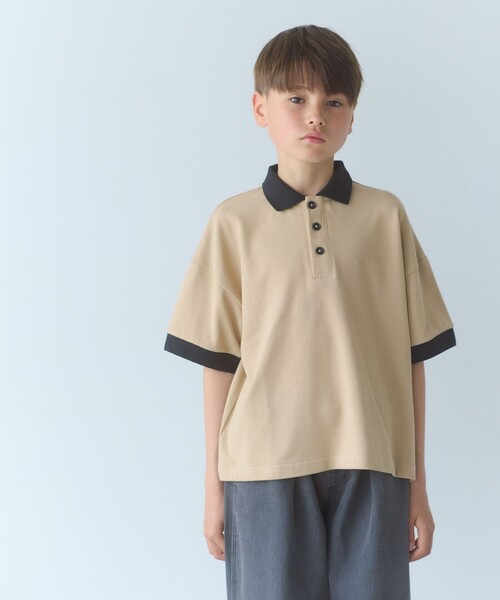 green label relaxing(グリーンレーベルリラクシング)の「カノコ ポロシャツ / キッズ 140cm-160cm(ポロシャツ・キッズ・ブラック/ベージュ・150cm/140cm/160cm)」の2枚目の写真