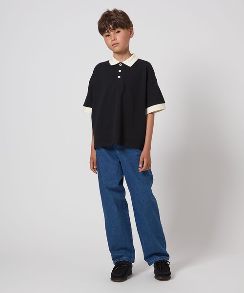 green label relaxing(グリーンレーベルリラクシング)の「カノコ ポロシャツ / キッズ 140cm-160cm(ポロシャツ・キッズ・ブラック/ベージュ・150cm/140cm/160cm)」の7枚目の写真