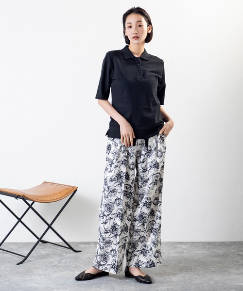 MILLION CARATS(ミリオンカラッツ)の「花柄で魅せる、リボン付き美脚ワイドパンツ(その他パンツ・レディース・オフホワイト/ブラック・FREE)」の14枚目の写真